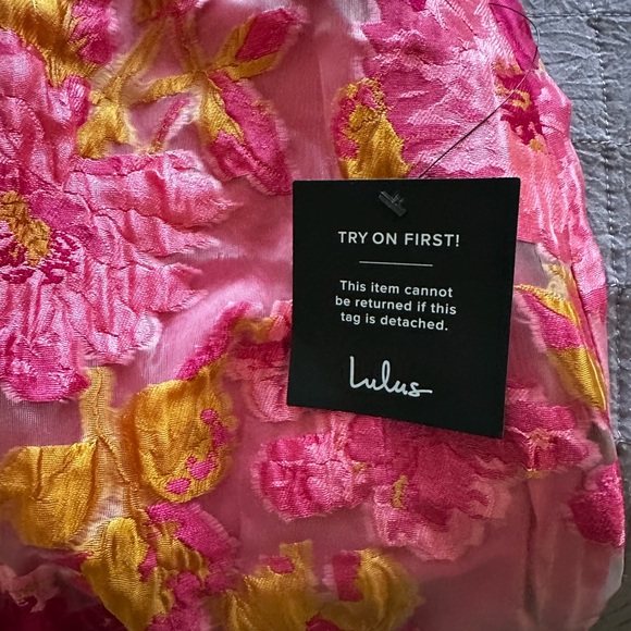 New Lulus Pink Floral Jacquard Strapless Bustier MIDI Dress Size XS - Picture 6 of 6